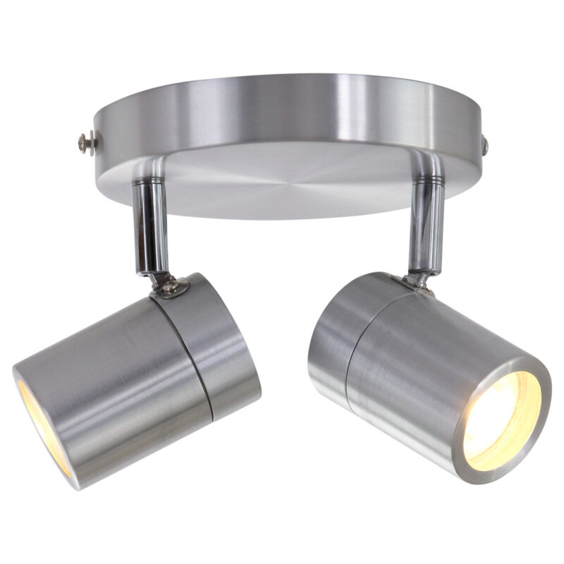 Staalkleurige 2-lichts spot Upround 2487ST inclusief lichtbronnen - Afbeelding 2