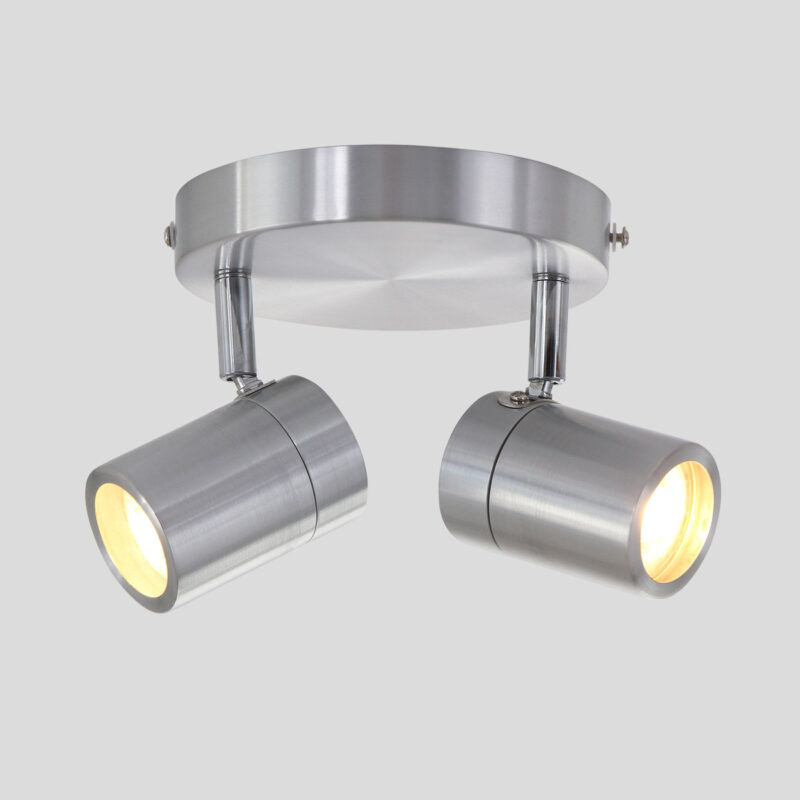 Staalkleurige 2-lichts spot Upround 2487ST inclusief lichtbronnen - Afbeelding 10