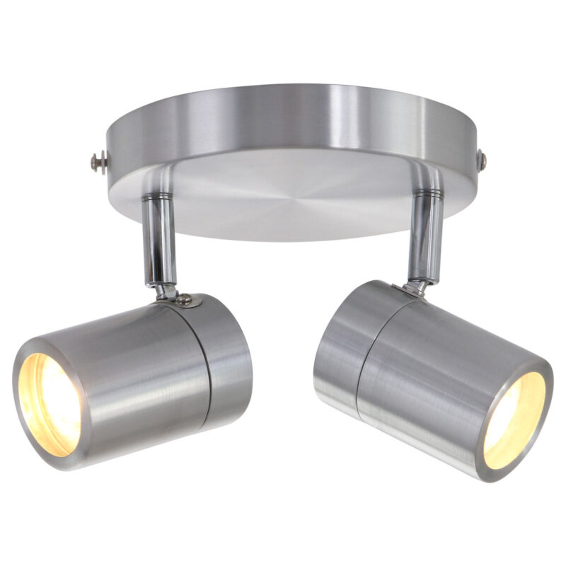Staalkleurige 2-lichts spot Upround 2487ST inclusief lichtbronnen - Afbeelding 4