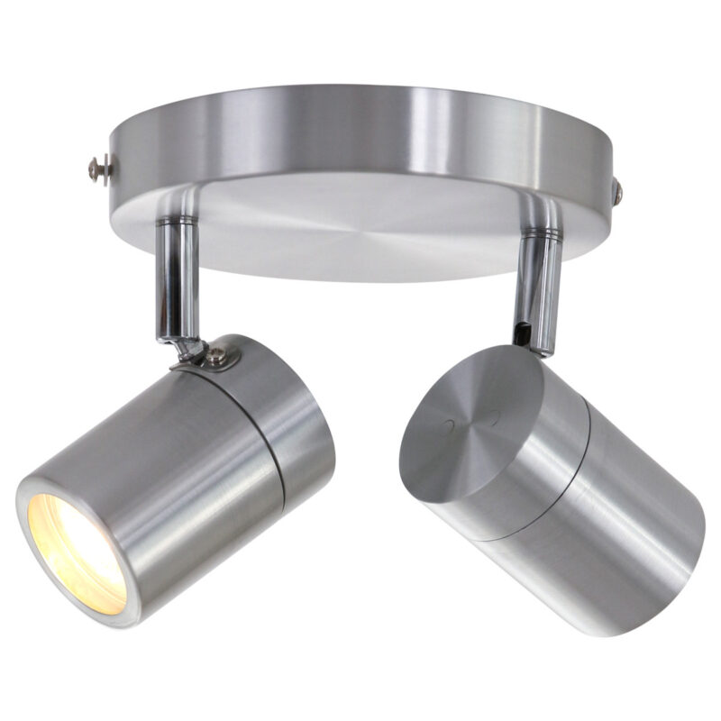 Staalkleurige 2-lichts spot Upround 2487ST inclusief lichtbronnen - Afbeelding 5