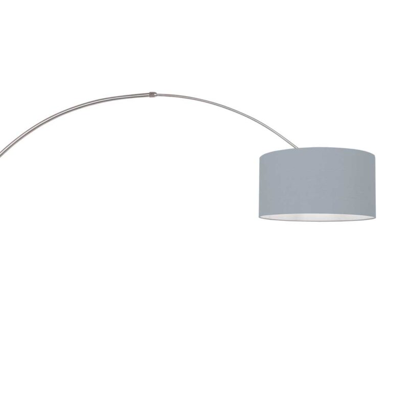 Staalkleurige boog / wandlamp Sparkled Light 3930ST met blauw grof linnen ton kap - Afbeelding 15