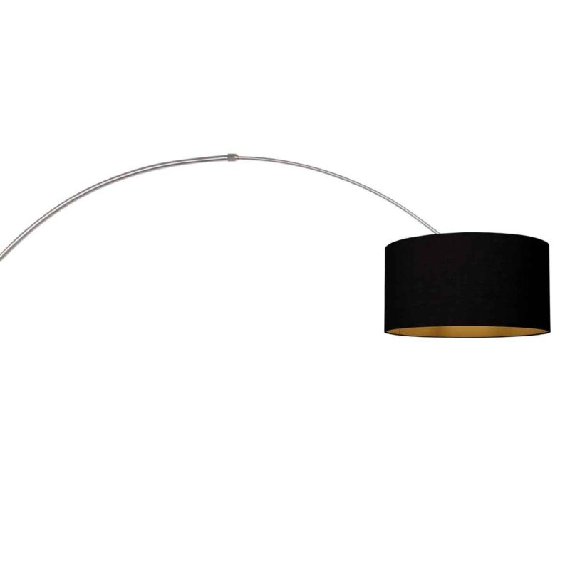 Staalkleurige boog / wandlamp Sparkled Light 3966ST met zwart gouden linnen ton kap - Afbeelding 15