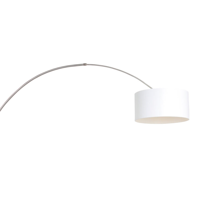 Staalkleurige boog / wandlamp Sparkled Light 8142ST met wit linnen ton kap - Afbeelding 16