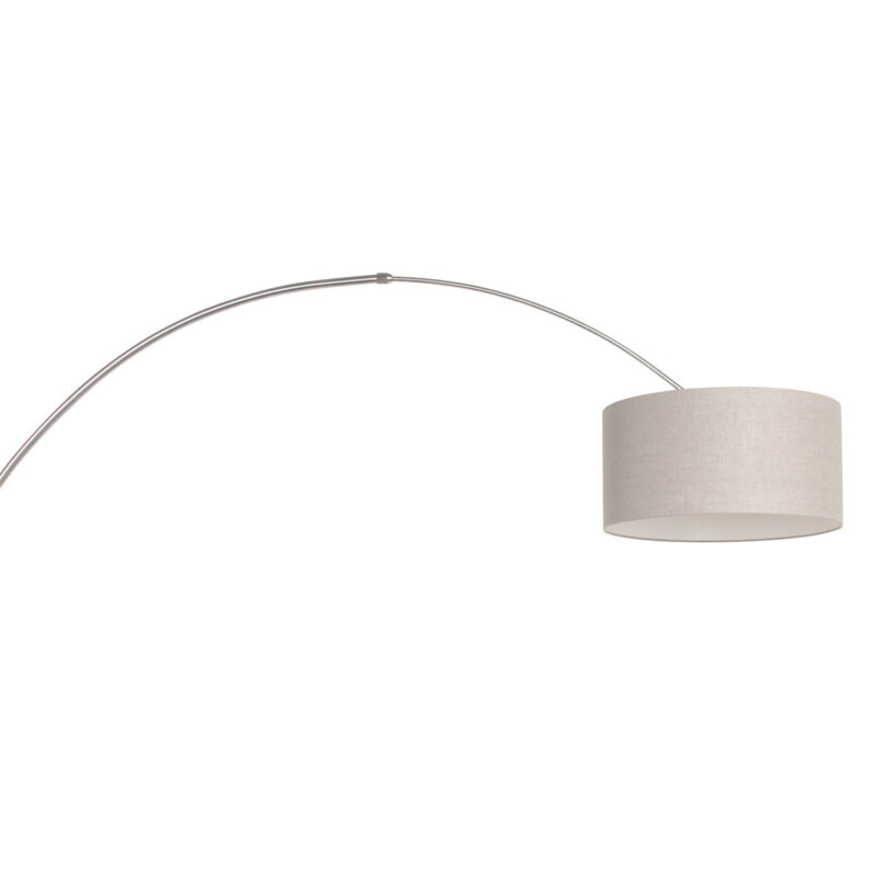 Staalkleurige boog / wandlamp Sparkled Light 8143ST met grijs linnen ton kap - Afbeelding 16