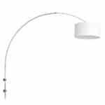 Staalkleurige boog / wandlamp Sparkled Light 8144ST met wit grof linnen ton kap