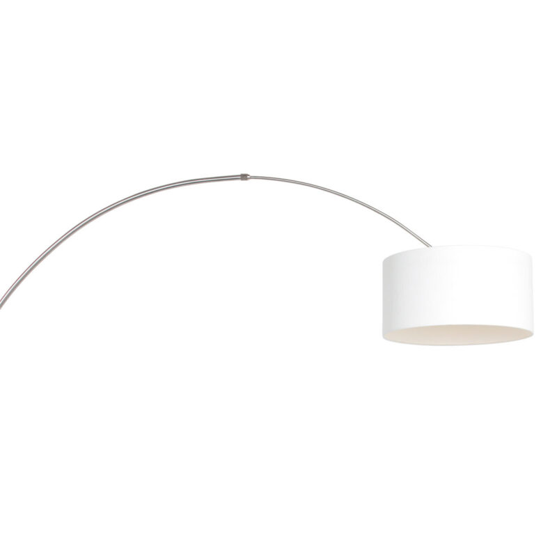 Staalkleurige boog / wandlamp Sparkled Light 8144ST met wit grof linnen ton kap - Afbeelding 16