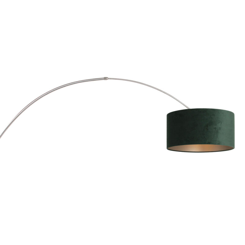 Staalkleurige boog / wandlamp Sparkled Light 8145ST met groen velours ton kap - Afbeelding 16