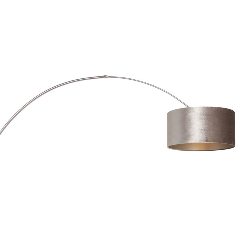 Staalkleurige boog / wandlamp Sparkled Light 8146ST met grijs velours ton kap - Afbeelding 16