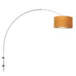 Staalkleurige boog wandlamp Sparkled Light 8147ST met goud velours kap