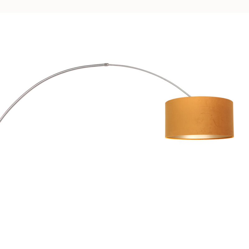 Staalkleurige boog wandlamp Sparkled Light 8147ST met goud velours kap - Afbeelding 16