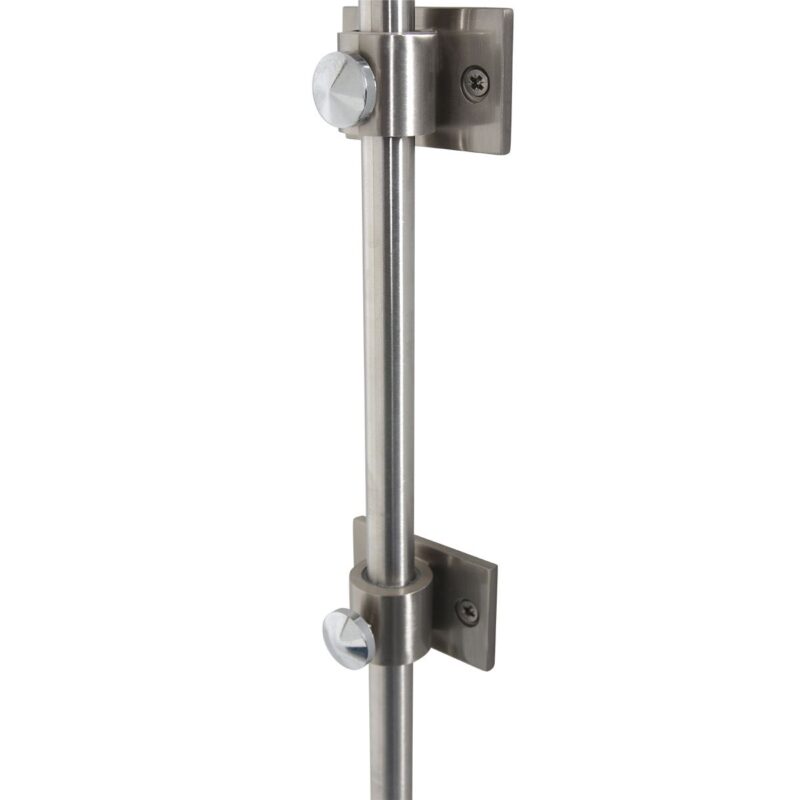 Staalkleurige boog / wandlamp Sparkled Light 8199ST met grijs linnen taps toelopende kap - Afbeelding 9