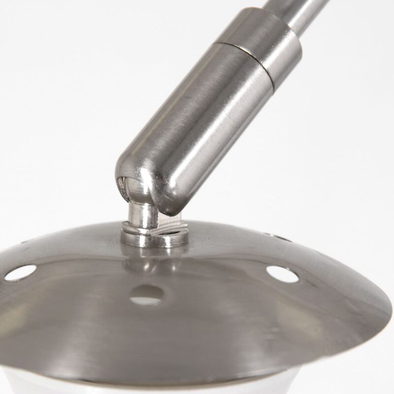 Staalkleurige boog / wandlamp Sparkled Light 8199ST met grijs linnen taps toelopende kap - Afbeelding 10