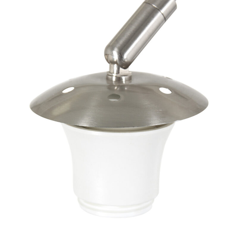 Staalkleurige boog / wandlamp Sparkled Light 8199ST met grijs linnen taps toelopende kap - Afbeelding 3
