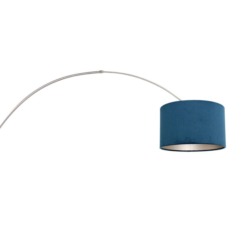 Staalkleurige boog / wandlamp Sparkled Light 8246ST met blauw velours ton kap - Afbeelding 16