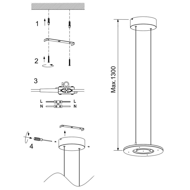 Staalkleurige hanglamp Soleil 4140ST met lift systeem - Afbeelding 9