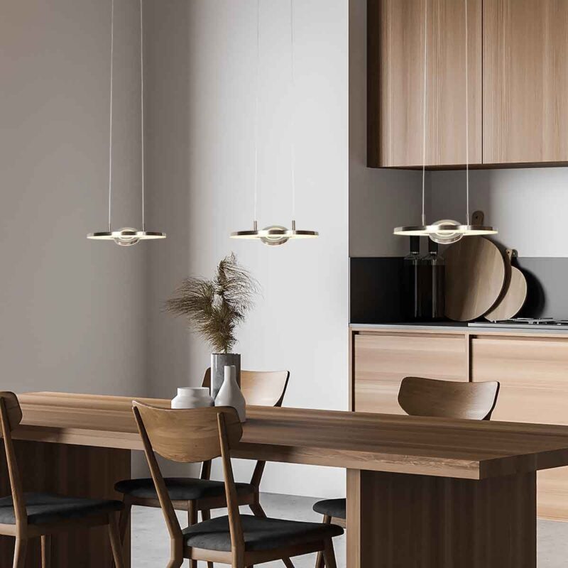 Staalkleurige hanglamp Soleil 4140ST met lift systeem - Afbeelding 3