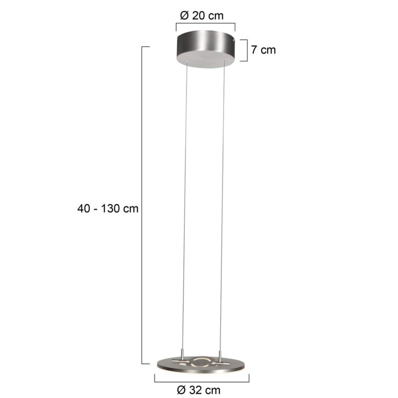 Staalkleurige hanglamp Soleil 4140ST met lift systeem - Afbeelding 8