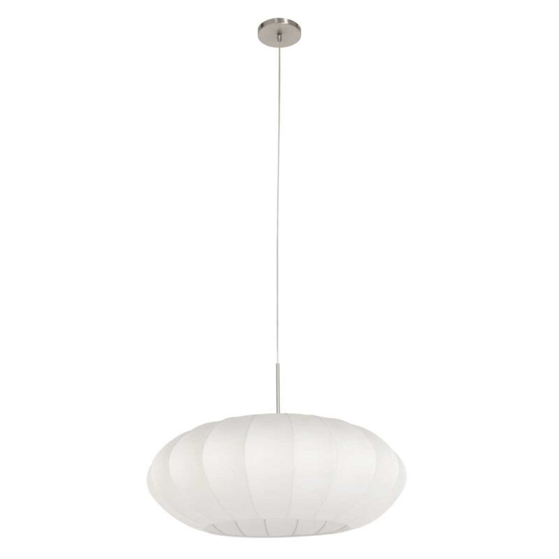 Staalkleurige hanglamp Sparkled Light 3808ST met wit zijden kap van 60cm - Afbeelding 2