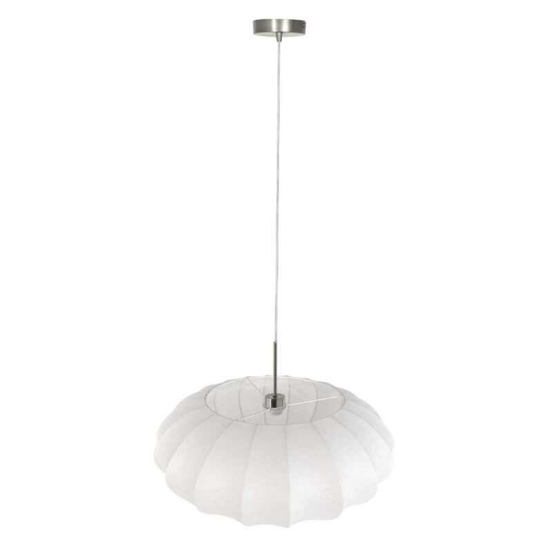 Staalkleurige hanglamp Sparkled Light 3808ST met wit zijden kap van 60cm - Afbeelding 9