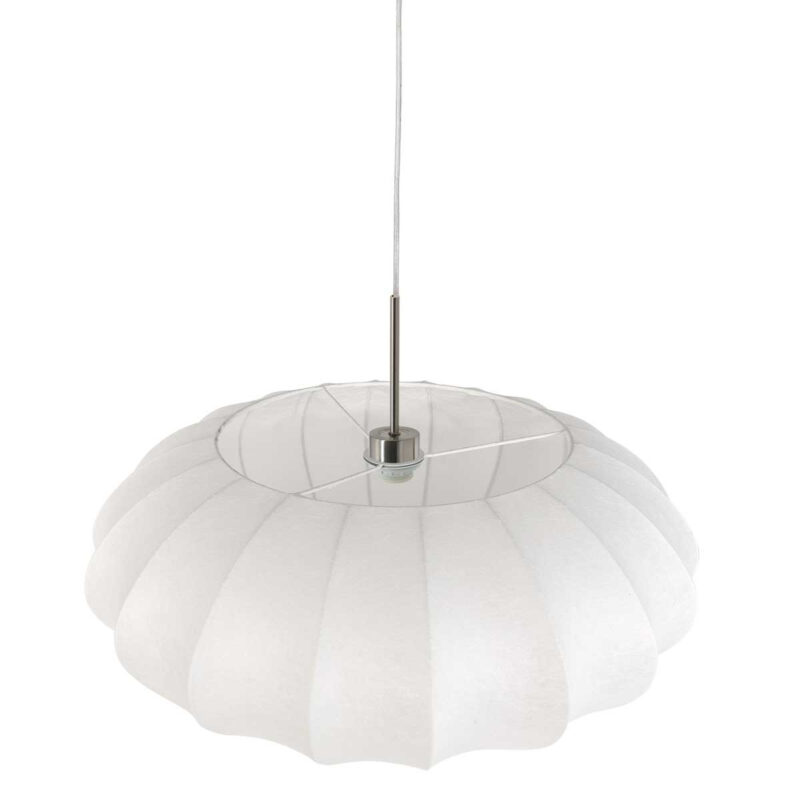 Staalkleurige hanglamp Sparkled Light 3808ST met wit zijden kap van 60cm - Afbeelding 12