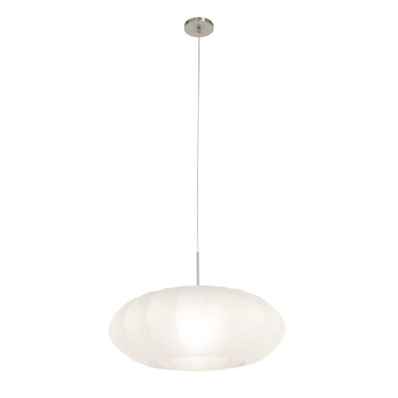 Staalkleurige hanglamp Sparkled Light 3808ST met wit zijden kap van 60cm - Afbeelding 13