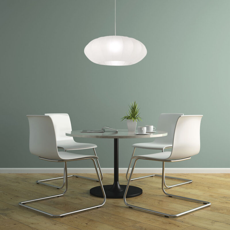 Staalkleurige hanglamp Sparkled Light 3808ST met wit zijden kap van 60cm - Afbeelding 3