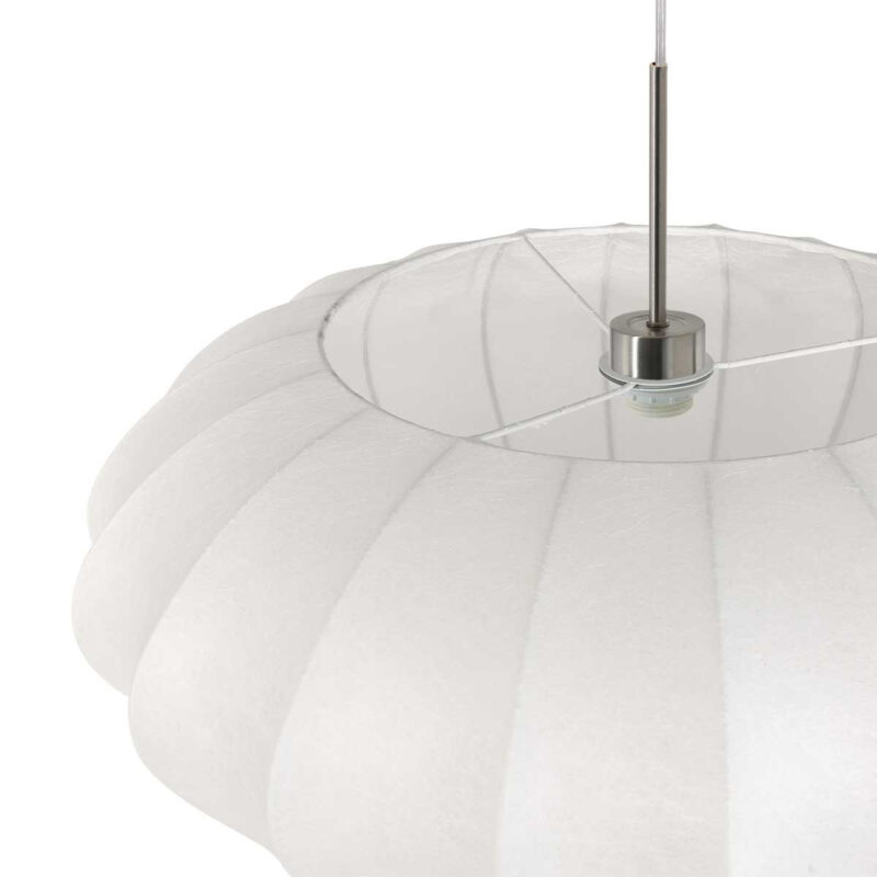Staalkleurige hanglamp Sparkled Light 3808ST met wit zijden kap van 60cm - Afbeelding 5