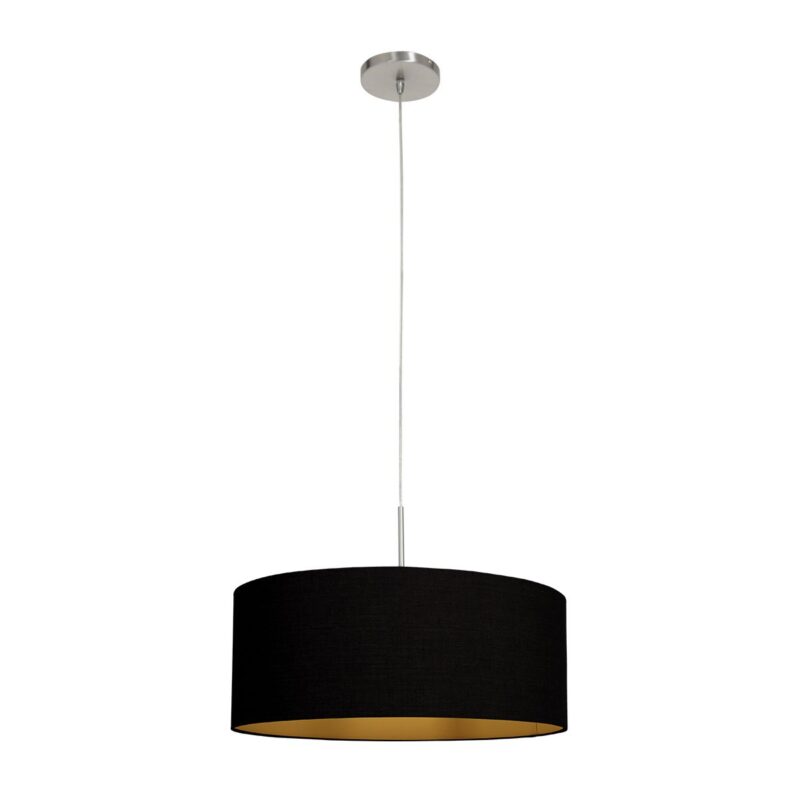 Staalkleurige hanglamp Sparkled Light 3959ST met zwart linnen kap - Afbeelding 2
