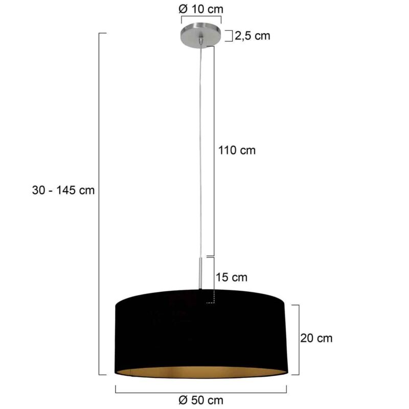 Staalkleurige hanglamp Sparkled Light 3959ST met zwart linnen kap - Afbeelding 6