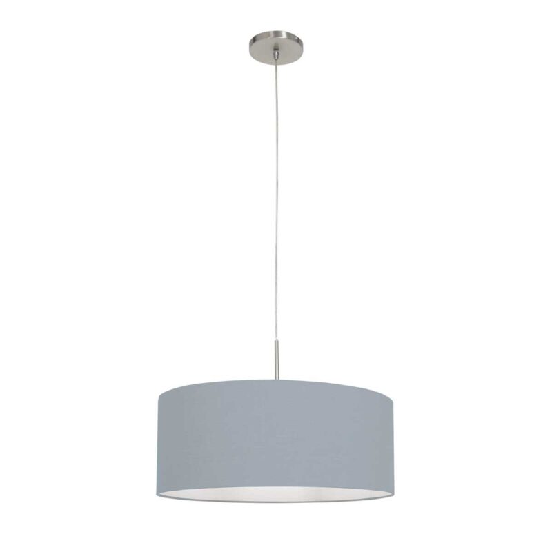 Staalkleurige hanglamp Sparkled Light 3993ST met blauw linnen kap - Afbeelding 2