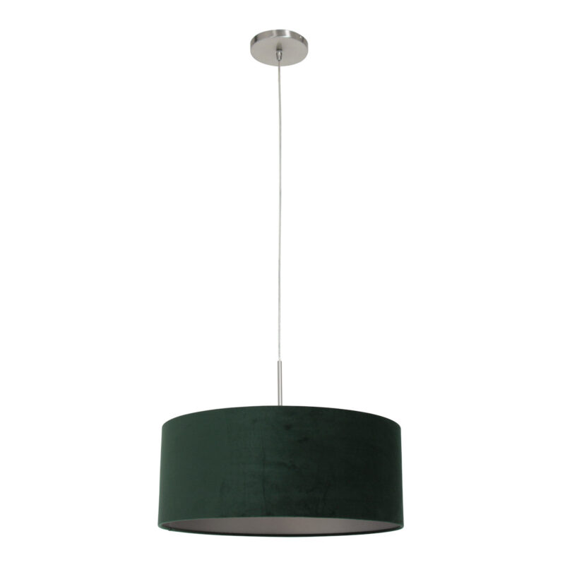 Staalkleurige hanglamp Sparkled Light 8148ST met groen velours kap - Afbeelding 2