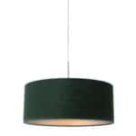 Staalkleurige hanglamp Sparkled Light 8148ST met groen velours kap