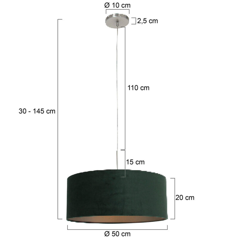 Staalkleurige hanglamp Sparkled Light 8148ST met groen velours kap - Afbeelding 6