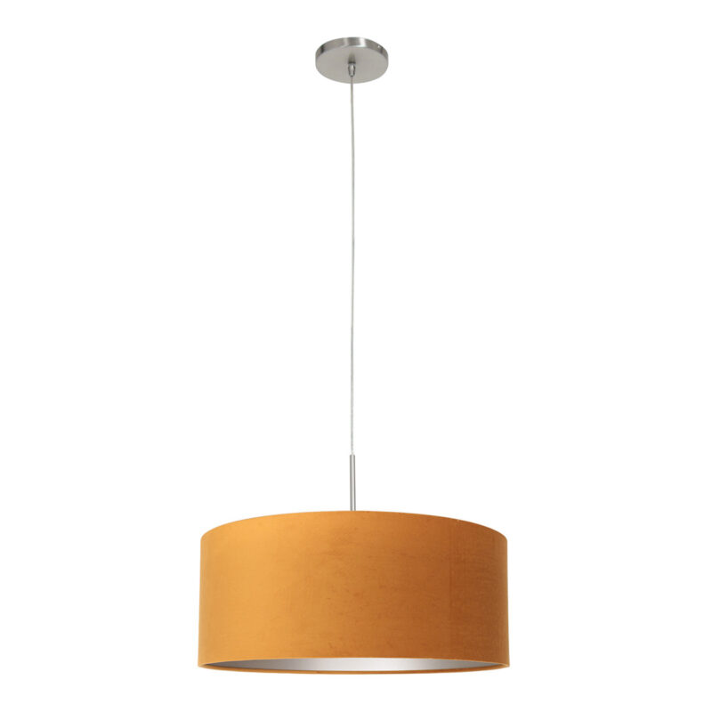 Staalkleurige hanglamp Sparkled Light 8150ST met goud velours kap - Afbeelding 2