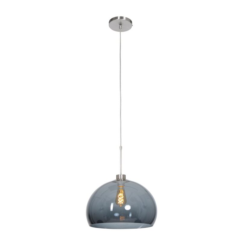 Staalkleurige hanglamp Sparkled Light 9231ST met grijs kunststof bol kap - Afbeelding 2