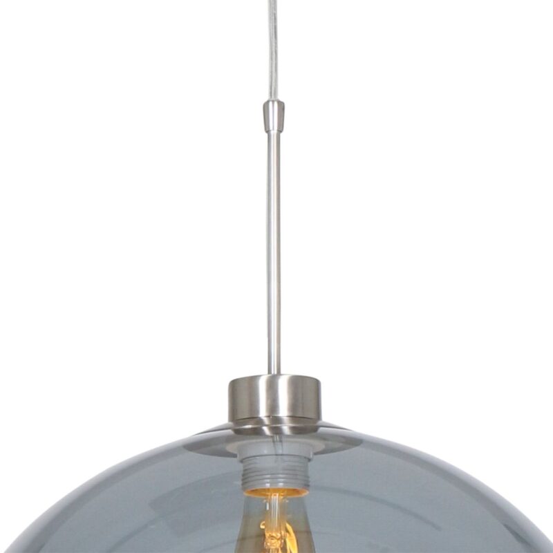 Staalkleurige hanglamp Sparkled Light 9231ST met grijs kunststof bol kap - Afbeelding 4