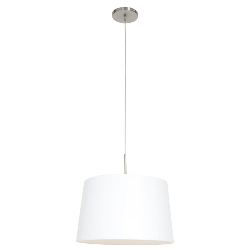 Staalkleurige hanglamp Sparkled Light 9566ST met wit taps toelopende linnen kap - Afbeelding 2