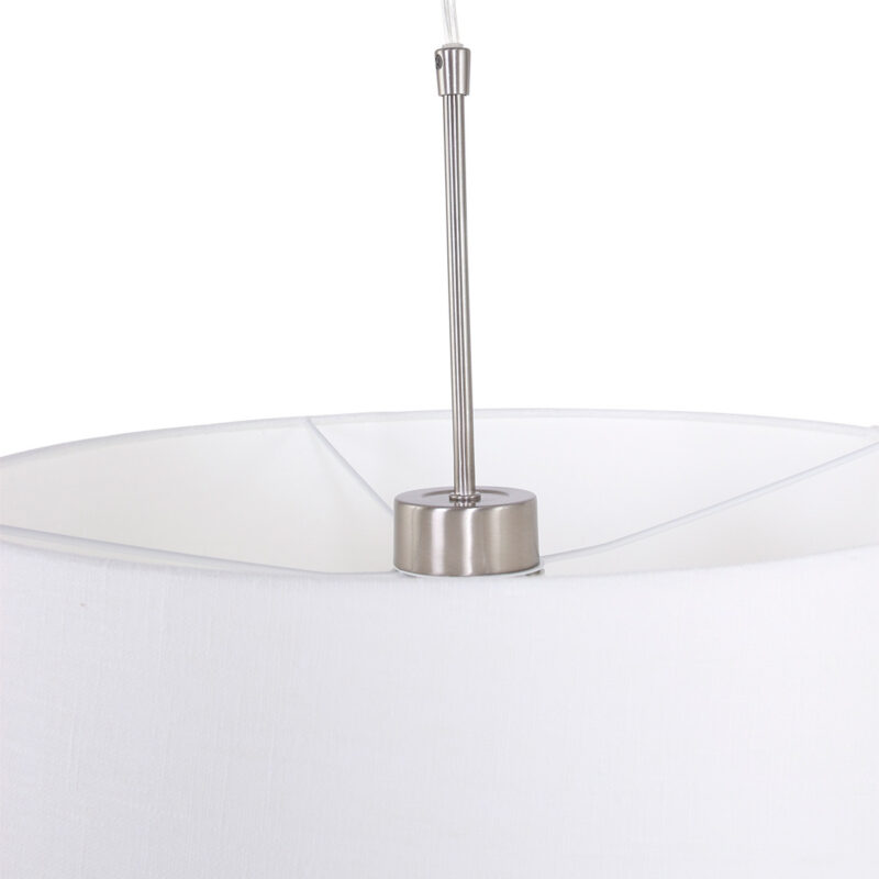 Staalkleurige hanglamp Sparkled Light 9566ST met wit taps toelopende linnen kap - Afbeelding 11