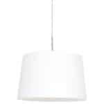 Eettafellamp met witte stoffen kap, modern minimalistisch design.