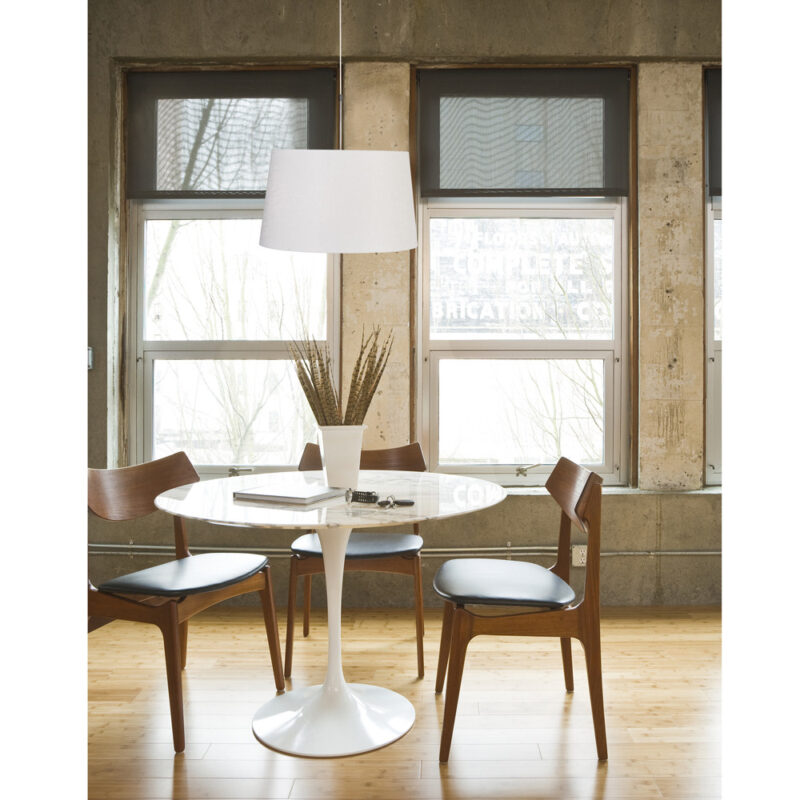 Staalkleurige hanglamp Sparkled Light 9566ST met wit taps toelopende linnen kap - Afbeelding 3