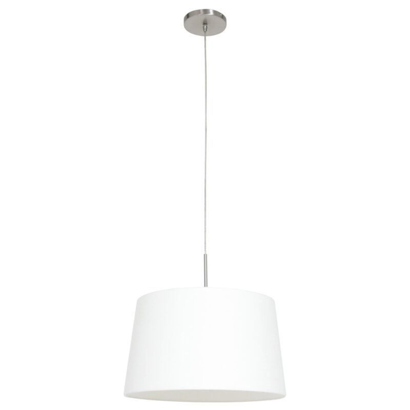 Staalkleurige hanglamp Sparkled Light 9567ST met wit taps toelopende grof linnen kap - Afbeelding 2