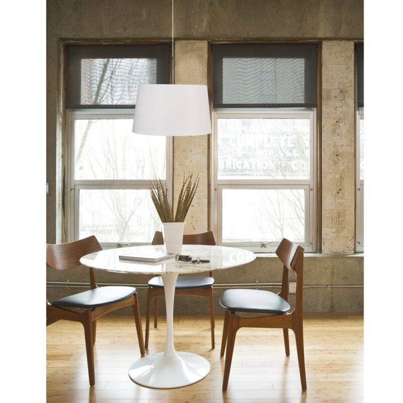 Staalkleurige hanglamp Sparkled Light 9567ST met wit taps toelopende grof linnen kap - Afbeelding 3