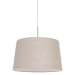 Staalkleurige hanglamp Sparkled Light 9568ST met grijs taps toelopende grof linnen kap