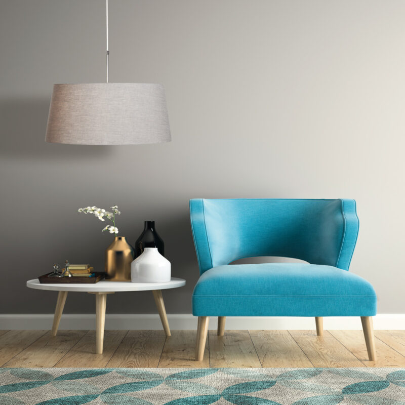 Stålfarvet pendellampe Sparkled Light 9568ST med grå, tilspidset, grov linnedskærm - Billede 3