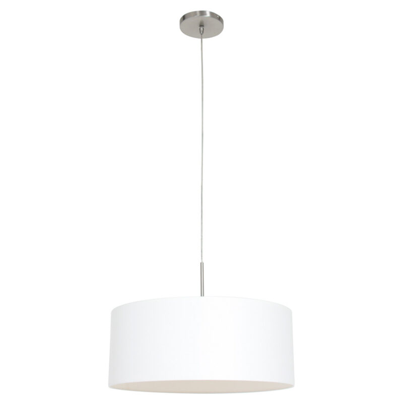 Staalkleurige hanglamp Sparkled Light 9886ST met wit linnen kap - Afbeelding 2