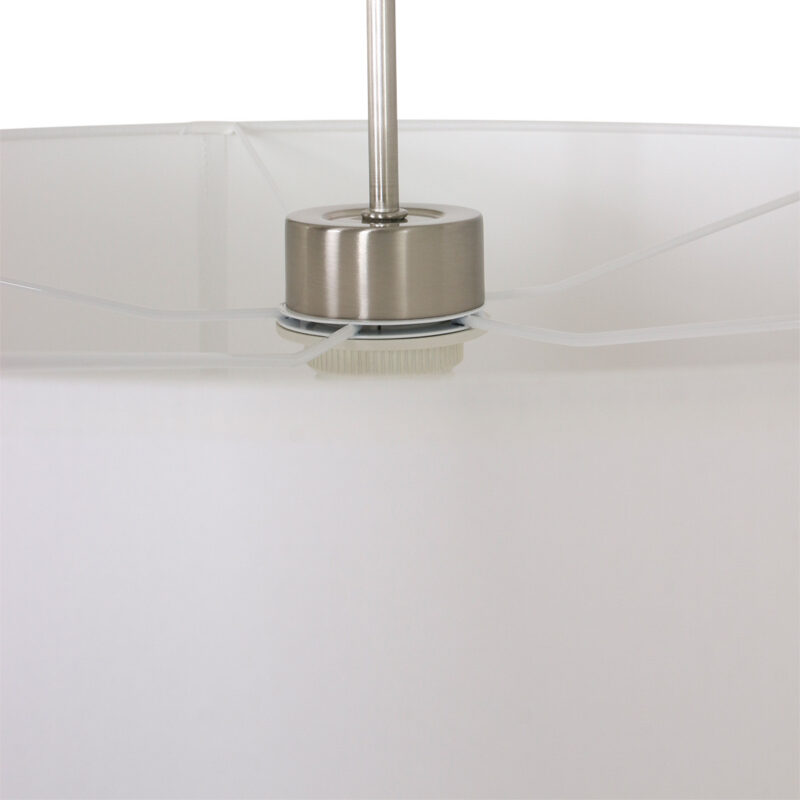 Staalkleurige hanglamp Sparkled Light 9886ST met wit linnen kap - Afbeelding 12