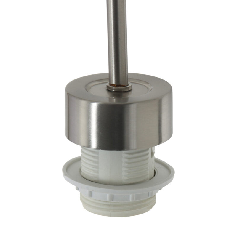 Staalkleurige hanglamp Sparkled Light 9886ST met wit linnen kap - Afbeelding 3