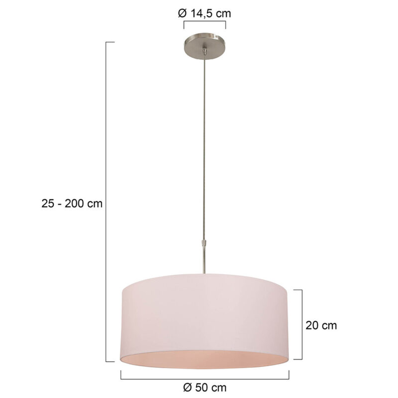 Staalkleurige hanglamp Sparkled Light 9886ST met wit linnen kap - Afbeelding 6
