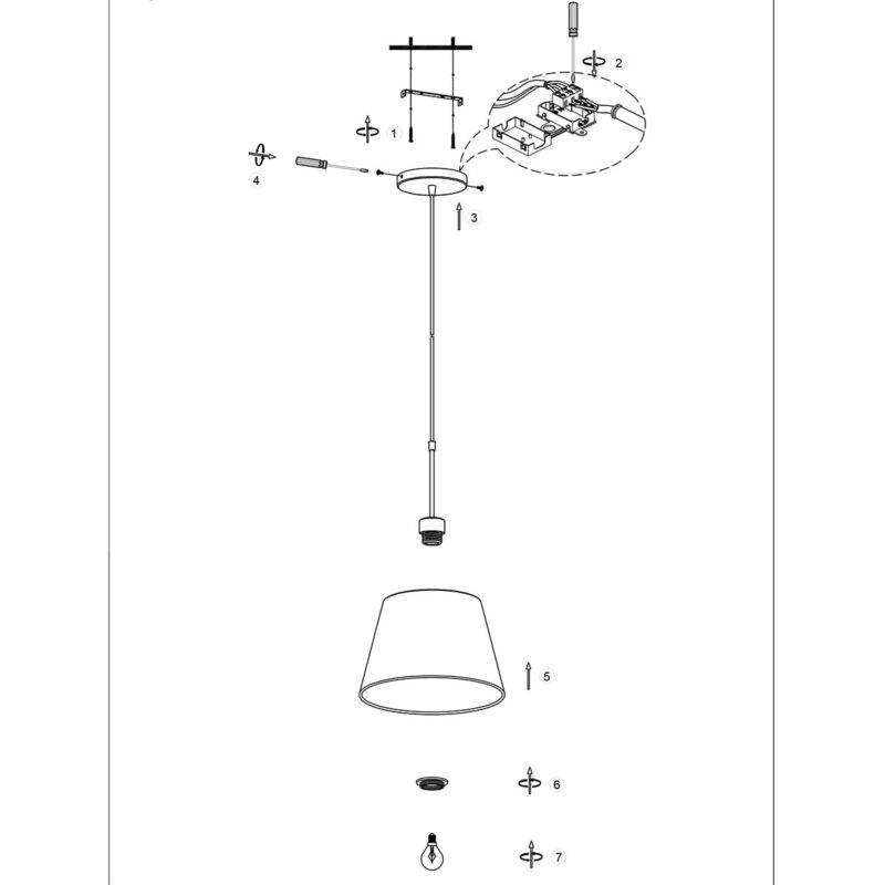 Staalkleurige hanglamp - pendel Sparkled Light 3602ST zonder kap - Afbeelding 8