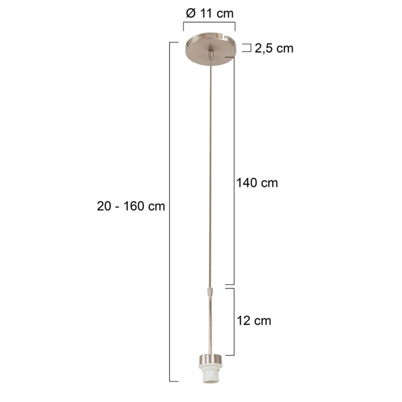 Staalkleurige hanglamp - pendel Sparkled Light 3602ST zonder kap - Afbeelding 6